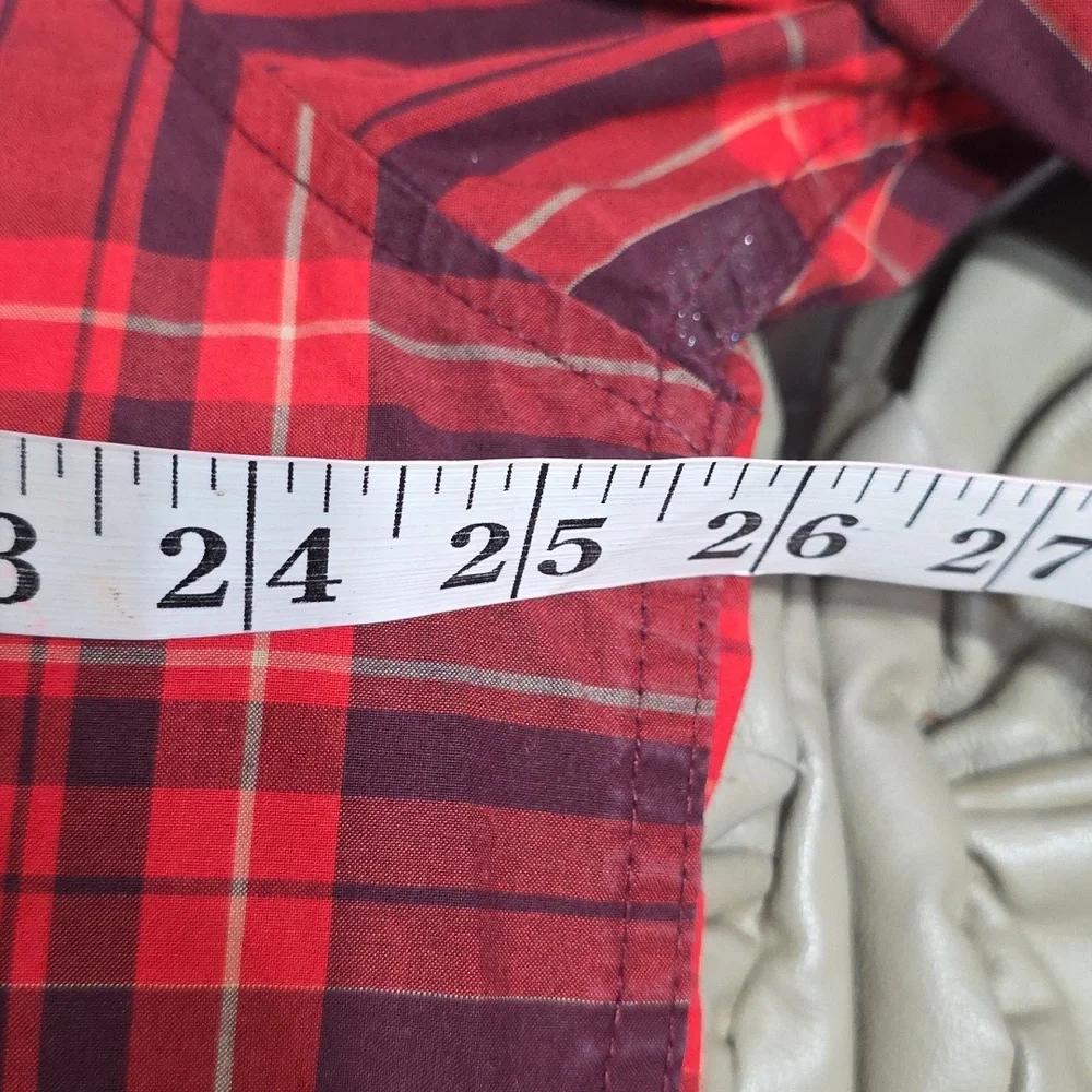 The North Face Mens Button Up Shirt Red/Burgandy Plaid Pockets Sz XL GUC *READ**